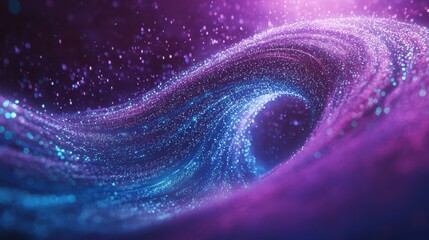 Poster - Futuristic abstract purple wave with glowing blue light streaks, forming a dynamic and modern design.