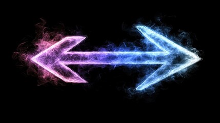 Poster - Glowing neon arrows in electric blue and purple, pointing forward against a sleek dark background.