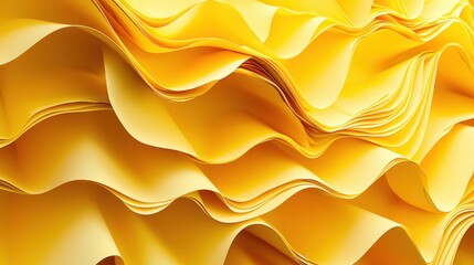 Poster - Modern 3D rendered yellow paper folds with soft shadows, emphasizing depth and texture in an abstract form.