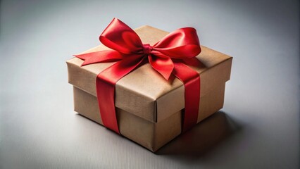 Poster - A thoughtfully wrapped gift box with a vibrant red ribbon, ready for a special occasion