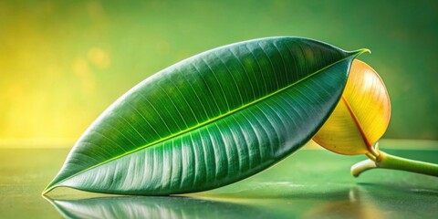 Aufkleber - Vibrant Green Leaf Close-up Displaying Intricate Veins and Lush Texture