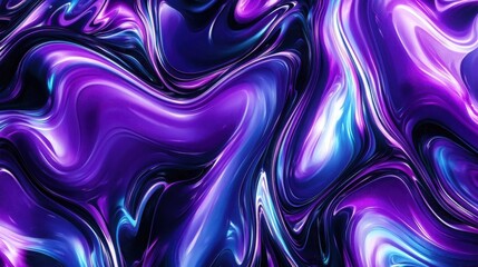 Poster - Vibrant purple and blue fluid waves on a dark background, creating a sleek, digital-inspired design.