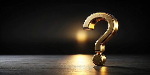 Poster - Golden Question Mark on Dark Surface Seeking Answers and Solutions