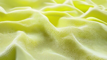 Poster - Vibrant yellow mesh waves flowing in a futuristic abstract background with dynamic lighting.
