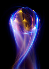 Wall Mural - swirl stage. neon glowing circles. light trails. glint bright spiral. motion ellipse..slow shutter l