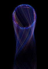 Wall Mural - swirl stage. neon glowing circles. light trails. glint bright spiral. motion ellipse..slow shutter l