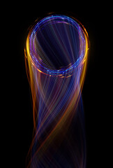 Wall Mural - swirl stage. neon glowing circles. light trails. glint bright spiral. motion ellipse..slow shutter l