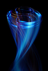 Wall Mural - swirl stage. neon glowing circles. light trails. glint bright spiral. motion ellipse..slow shutter l