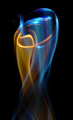 Wall Mural - swirl stage. neon glowing circles. light trails. glint bright spiral. motion ellipse..slow shutter l