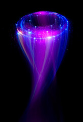 Wall Mural - swirl stage. neon glowing circles. light trails. glint bright spiral. motion ellipse..slow shutter l