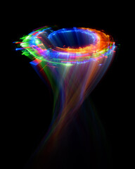 Wall Mural - swirl stage. neon glowing circles. light trails. glint bright spiral. motion ellipse..slow shutter l