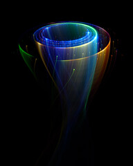 Wall Mural - swirl stage. neon glowing circles. light trails. glint bright spiral. motion ellipse..slow shutter l