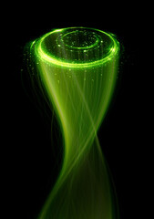 Wall Mural - swirl stage. neon glowing circles. light trails. glint bright spiral. motion ellipse..slow shutter l