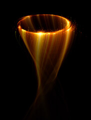 Wall Mural - swirl stage. neon glowing circles. light trails. glint bright spiral. motion ellipse..slow shutter l
