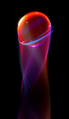 Wall Mural - swirl stage. neon glowing circles. light trails. glint bright spiral. motion ellipse..slow shutter l