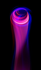Wall Mural - swirl stage. neon glowing circles. light trails. glint bright spiral. motion ellipse..slow shutter l
