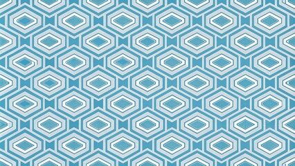 Poster - Seamless Teal and White Hexagonal Geometric Pattern Design for Textile and Interior Decor