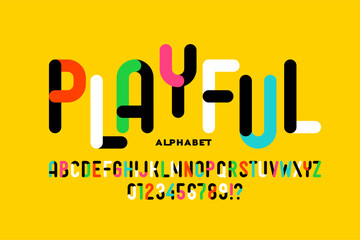 Poster - playful style font, alphabet letters and numbers vector illustration