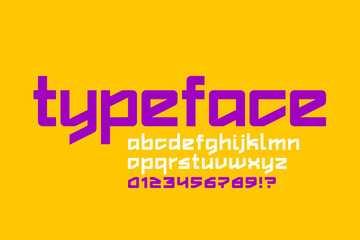 Poster - lowercase typeface. modern style font, alphabet letters and numbers vector illustration