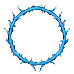 Poster - A glowing blue circular frame with thorn like spikes creates mystical and ethereal appearance, perfect for fantasy themed designs or digital art projects