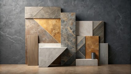 Leinwandbilder - Abstract Composition of Textured Surfaces and Geometric Forms