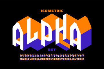 Poster - isometric alphabet. modern style isometric font, alphabet letters and numbers vector illustration