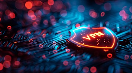Poster - Modern technology secures online experiences with a virtual private network shield