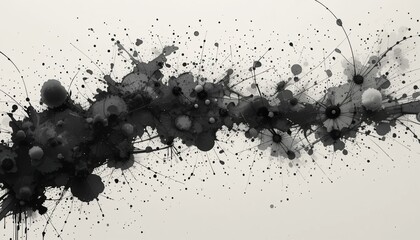 Poster - Dynamic abstract art composition featuring black and gray ink blots on canvas studio environment high-contrast visuals for artistic exploration