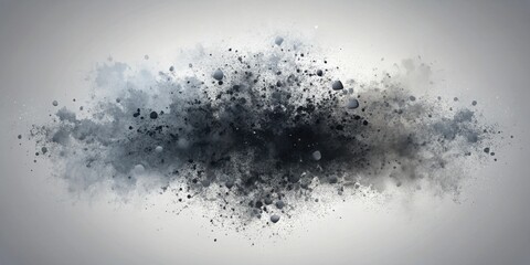 Fototapete - Abstract grayscale explosion of particles, dark central mass surrounded by lighter hues, dynamic movement and texture