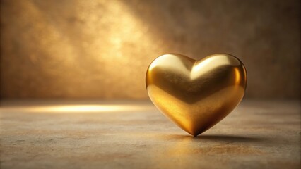 Aufkleber - Golden Heart Symbol of Love and Affection on a Soft Surface