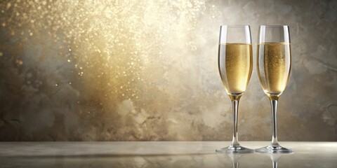 Aufkleber - Two glasses of sparkling wine against a shimmering background