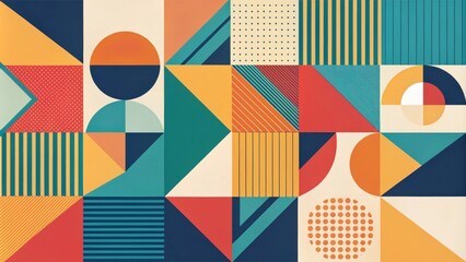 Aufkleber - Abstract Geometric Pattern Design with Vibrant Colors and Shapes