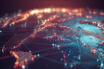 Fototapete - Global Network Connectivity Abstract Visualization of Data Flow and Interconnections
