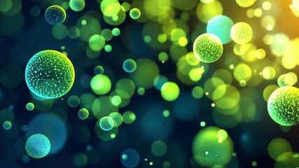 Poster - vibrant abstract bubbles in vivid shades of green and blue creating an enchanting atmosphere of ligh