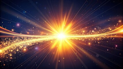 Poster - Golden Light Streaks Across a Dark, Starry Expanse