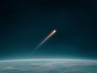 rocket launch with earth, and night sky.