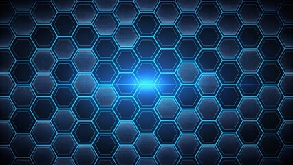 Leinwandbilder - Abstract Hexagon Grid Futuristic Digital Pattern with Glowing Blue Lines and Dark Background