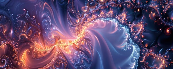 Poster - Mystical 3D Fractal spiral colourful fantasy magical.