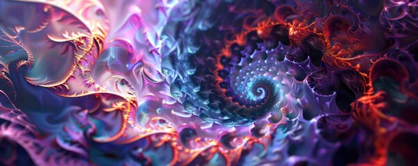 Poster - Mystical 3D Fractal complex colourful fantasy magical.