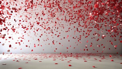 Aufkleber - Romantic red petals falling onto a blank floor