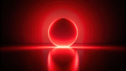 Aufkleber - Red Sphere Illuminated in Dark Setting with Reflection