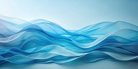 Poster - Abstract Blue Wave Pattern Design, Serene and Elegant Swirls of Fabric