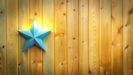 Aufkleber - Glowing Teal Star on Warm Wood Paneling Background