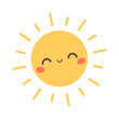 © Amahce - Cute Sun character. Smiling sunny face. Design for cards, fabric, wrapping, scrapbooking, wallpaper. Vector illustration in flat style