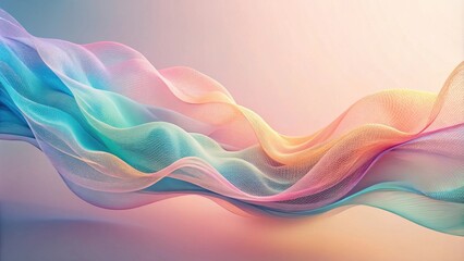 Poster - Abstract Pastel Wave Mesh Design, Elegant Flowing Fabric Texture