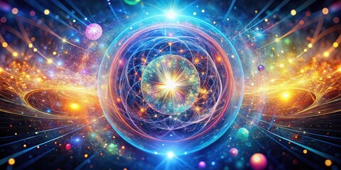 Poster - Vibrant Cosmic Orb A Celestial Sphere of Interconnected Energy and Light Within a Vast, Sparkling Nebula