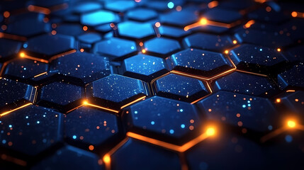 Blue and Orange Hexagonal Structure with Light