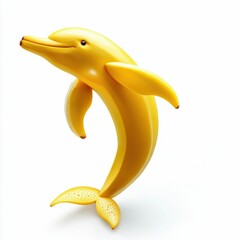 Wall Mural - a whimsical banana dolphin gracefully leaps into view, creatively combining fruit and marine life in