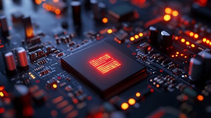 Poster - Detailed view showcases the complex circuitry of a high-precision atomic clock, featuring illuminated lights and a digital readout for synchronized world time