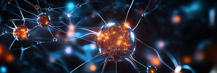 Poster - Visualizing interconnected nodes in a neural network structure Generative AI